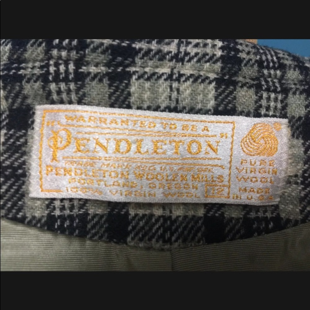 Vintage Pendleton Coat Blazer grey Tan Bk 100% Virgin Wool Plaid Women 12 USA - Picture 10 of 11